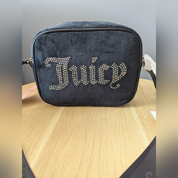 NWT Juicy Couture Black Velvet/Velour Liquorice Obsession Crossbody/Shoulder Bag - Picture 6 of 16